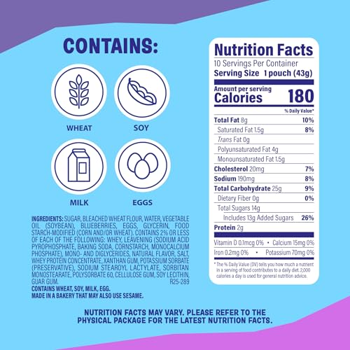 (Value Pack) Little Bites Blueberry Muffins, 10 individual packs, (1.5 oz each), Real Blueberries Mini Muffins, 15 oz Multipack