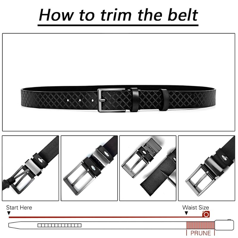 Men Belt 2Pack – Genuine Leather Belt for Men Dress Casual Golf Jeans 1.25",4
