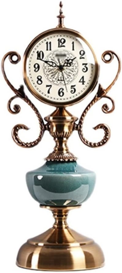 American Table Desk Clock Living Room Desk Clock Decoration Desk Clock Home Decoration Retro Quartz Clock (Color : A Size : 18.5 * 52cm)