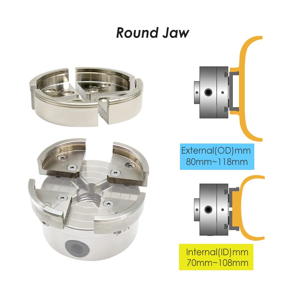 Uchwyt tokarski, Chromowany etap Okrągły PIN Zestaw szczęk do obróbki drewna Akcesoria 100 mm 4-szczękowy Selft Drewniany Tokarka Wołowina Chuck(1 x Step Jaw)