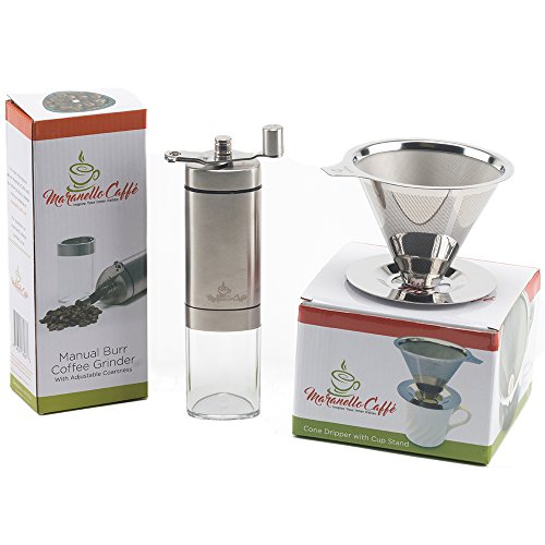 Maranello Caffé Pour Over Coffee Dripper Stainless Steel Reusable Drip Cone Coffee Filter Portable Pour-Over Coffee Maker Paperless Metal Fine Mesh Strainer Coffee Pourover Brewer Camping Coffee Maker #TOP7