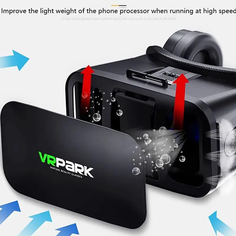 LAMJAD VR Headset with Headphones,Adjustable 3D Virtual Reality Glasses for iPhone or Android Phone,Anti-Blue Light,Virtual Reality Goggles Set vr Headset for Kids and Adults?for Mobile Games & Movies