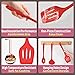 Silicone Cooking Utensils Set, E-far 7-Piece Red Heat Resistant Kitchen Utensils Set, Kitchen Nonstick Tools Spatula Ladle Spoon Pasta Server for Non-stick Cookware, Non-Toxic & Dishwasher safe