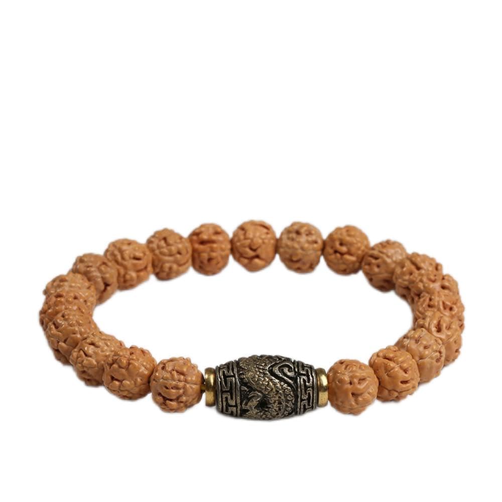 YNIYUJKL Beaded Bracelets, Mala Bead,Buddhist Rosary, Bodhi Beads Bracelet Indonesia Rudraksha Bodhi Bracelet Single Circle Buddha Bead Bracelet Unisex For Meditation,Bronze_10*9 mm