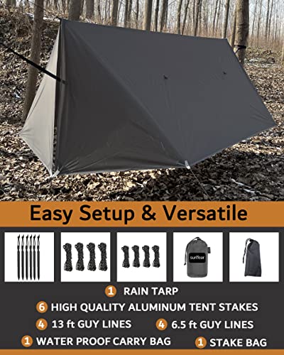 Image of Sunyear Hammock Rain Fly Waterproof - Premium Hammock Tarp with Doors to Stay Warm and Dry in All Seasons | Portable and Lightweight Camp Rain Fly with All Installations Included | 11 Ft / 2lbs