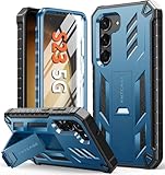 FNTCASE for Samsung Galaxy-S23 Protective Case: Dual Layer Rugged Shockproof S23 5G Cell Phone Cover with Kickstand | Matte Sturdy Bumper Military Grade Drop Proof Full Protection Cases 6.1'' Blue