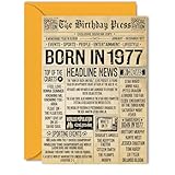Geburtstagskarte zum 48. Geburtstag für Frauen und Männer, Bday Press Zeitung 1977, Happy 48 Geburtstagskarten für Onkel, Freund, Nichte, Neffe, Nachbarn, Cousin, 12,7 x 17,8 cm