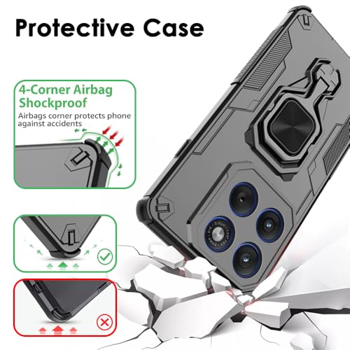 Image of TheGiftKart Tough Armor Bumper Back Case Cover for Motorola Moto Edge 70 5G | Ring Holder & Kickstand in-Built | 360 Degree Protection Back Case Cover for Motorola Edge 70 5G (PC & TPU, Black)
