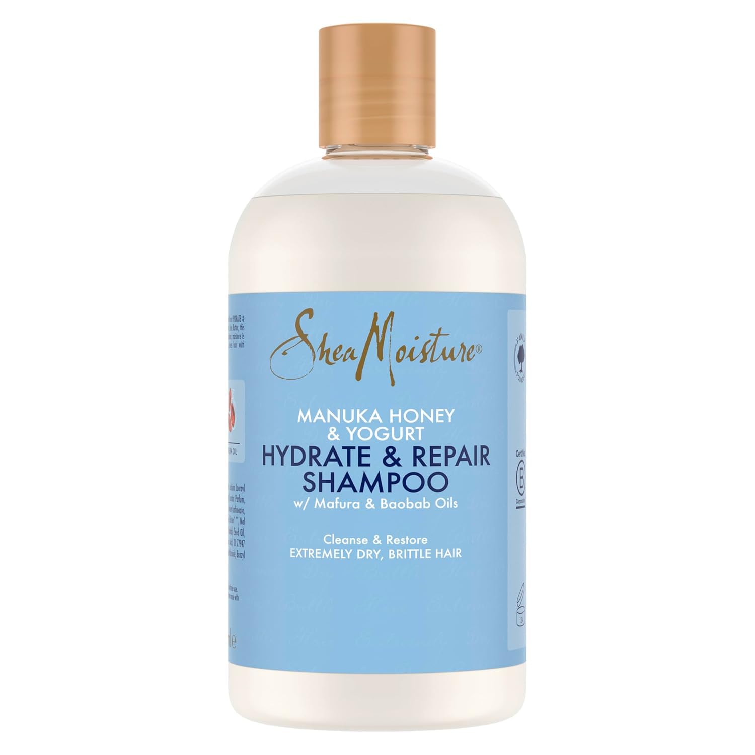 SheaMoisture Hydrate & Repair Shampoo for Dry and Damaged Hair Manuka Honey & Yogurt without Silicone and Sulphates 385 ml