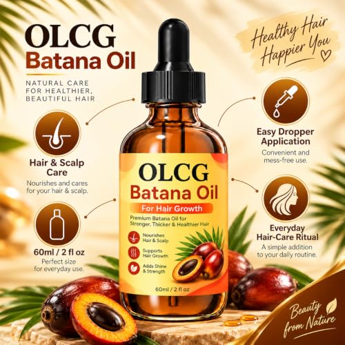 Image of OLCG Batana Oil for Hair & Scalp Care, Batana Hair Oil for Nourishment, Shine & Strength, Lightweight Hair Care Oil with Easy Dropper Application, Daily Hair Care Routine, 60ml PACK OF 1