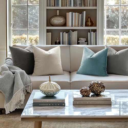 Image of MIULEE Pack of 2, Velvet Soft Soild Decorative Square Throw Pillow Covers Set Cushion Cases Pillowcases for Sofa Bedroom Car18 x 18 Inch 45 x 45 Cm