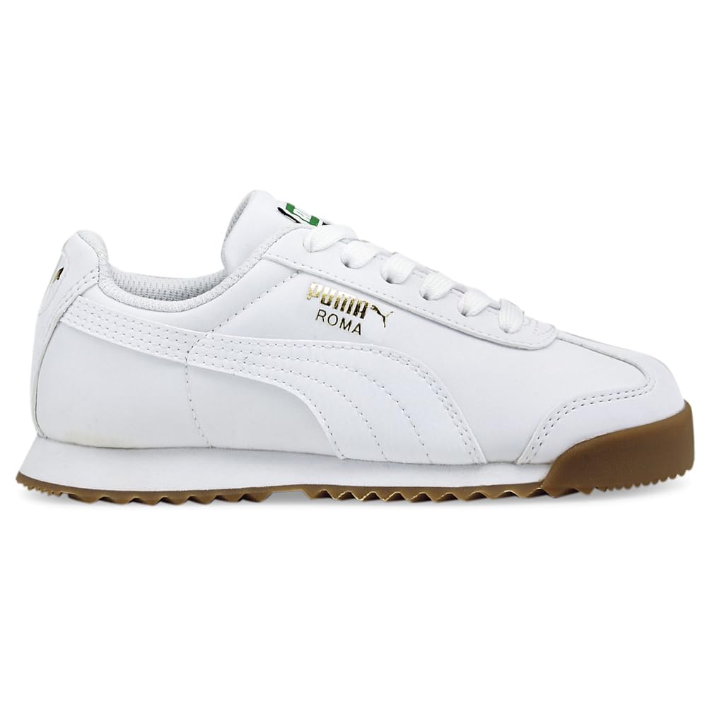 PUMA Roma Basic Summer JR Classic Style Sneaker, White White, 2 US Unisex Little Kid