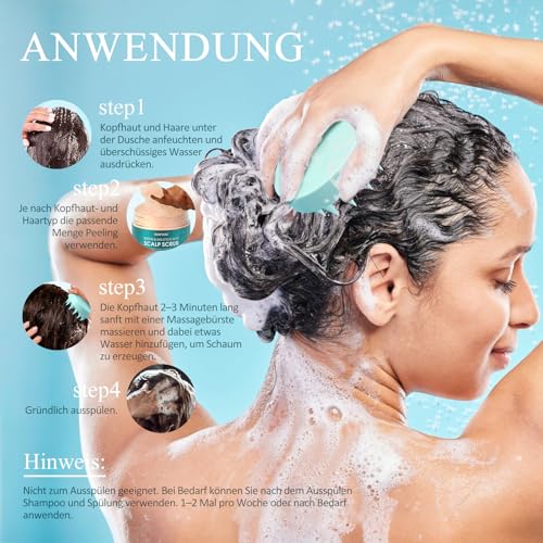 Kopfhautpeeling, Biotin und Salicylsäure, Kopfhautpeeling für Haarwachstum, zu Schuppen neigendes fettiges Haar und trockene, juckende Kopfhaut, verhindert Haarausfall, Anti-Schuppen, 250 g