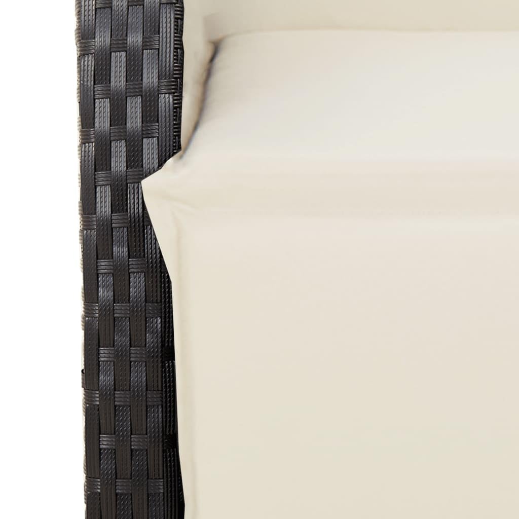 9-częściowy zestaw mebli ogrodowych z polirattanu, czarny, z 8 poduszkami, 6 leżakami, 2 podnóżkami, stół ogrodowy 190 x 90 x 75 cm, sofa do użytku na zewnątrz do ogrodu, wypoczynku i na