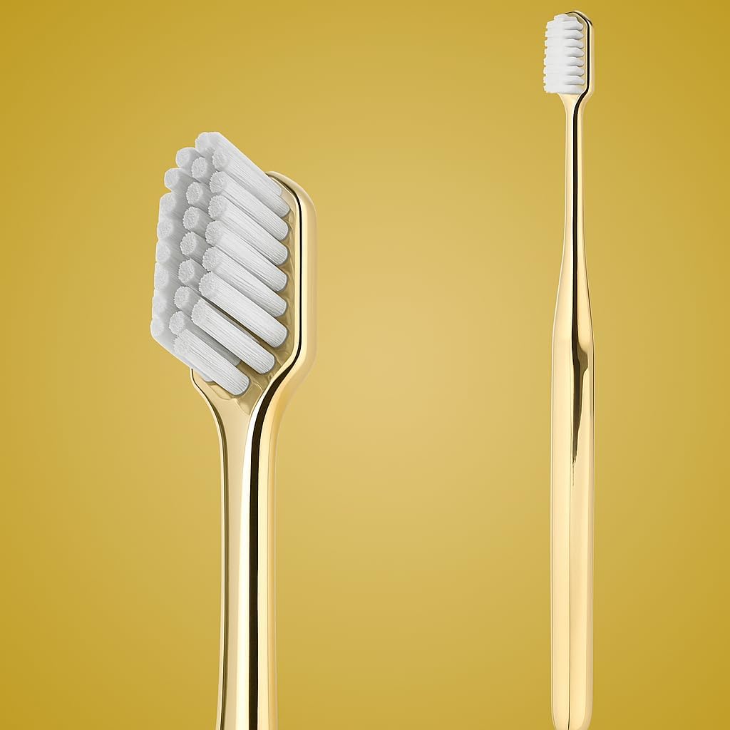 1pc Tooth Brush Set, Luxury Soft Teethbrush Adult Orthodontic Toothbrush Golden Ortho Brush for Braces Teeth, Soft Bristles for Enamel Care, Ultrasoft Sensitive Brush, Manual Toothbrushes