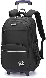 Impermeabile Ruote Rotolamento Scuola Borsa per Bambini,Borsa con Ruote rimuovibili Zaino,Trolley Removibile, Zaino di Rinforzo Peso Ridotto-C_Due Ruote