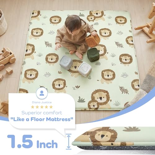 Image of 71x79 Foam Play Mat, 1.5 inch Thick Memory Baby Play Mat for Baby, Lion
