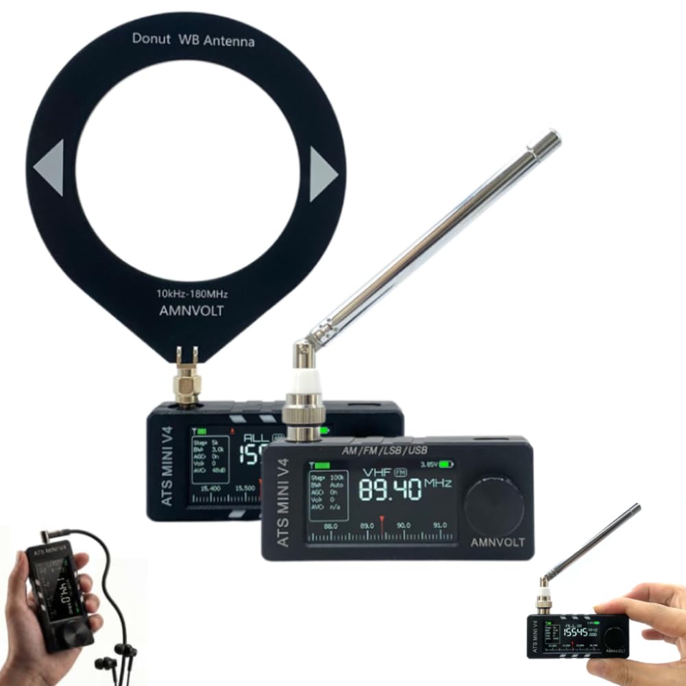 per Mini Radio, schermo a colori HD da 1,9 pollici V4 per ATS per radio DSP, modalità operative AM/FM/LSB/USB, chip SI4732 e ESP32-S3, circuito cuffie integrato e circuito Hi-Z, per viaggiatori