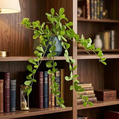 Image of Dekorly 2 Pack Artificial Plants Artificial Hanging Plants Faux Eucalyptus Leaf Greenery Fake Hanging Eucalyptus Plant (Green) (1, Green)