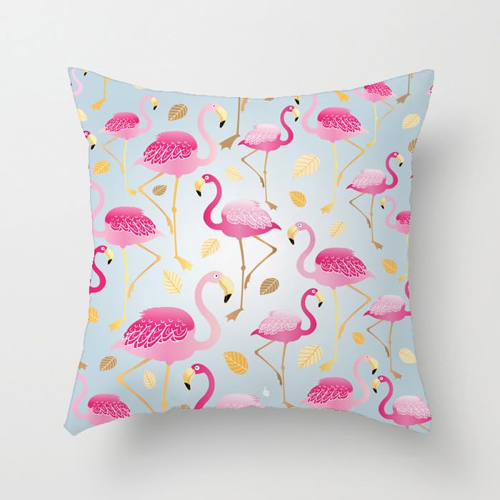 Cushions 40x40cm Pink Flamingos Cushions Cotton Linen Outdoor Cushions for Living Room Sofa Bedroom Office Cushion with Invisible Zipper Decorative Square Garden Cushions
