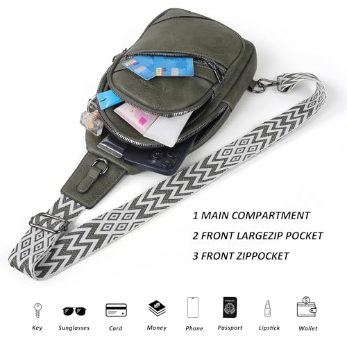Image of TANTOMI Sling Bag Crossbody Bags for Women Leather Cross Body Bag Trendy Fanny Pack Chest Travel Purse with Adjustable Strap