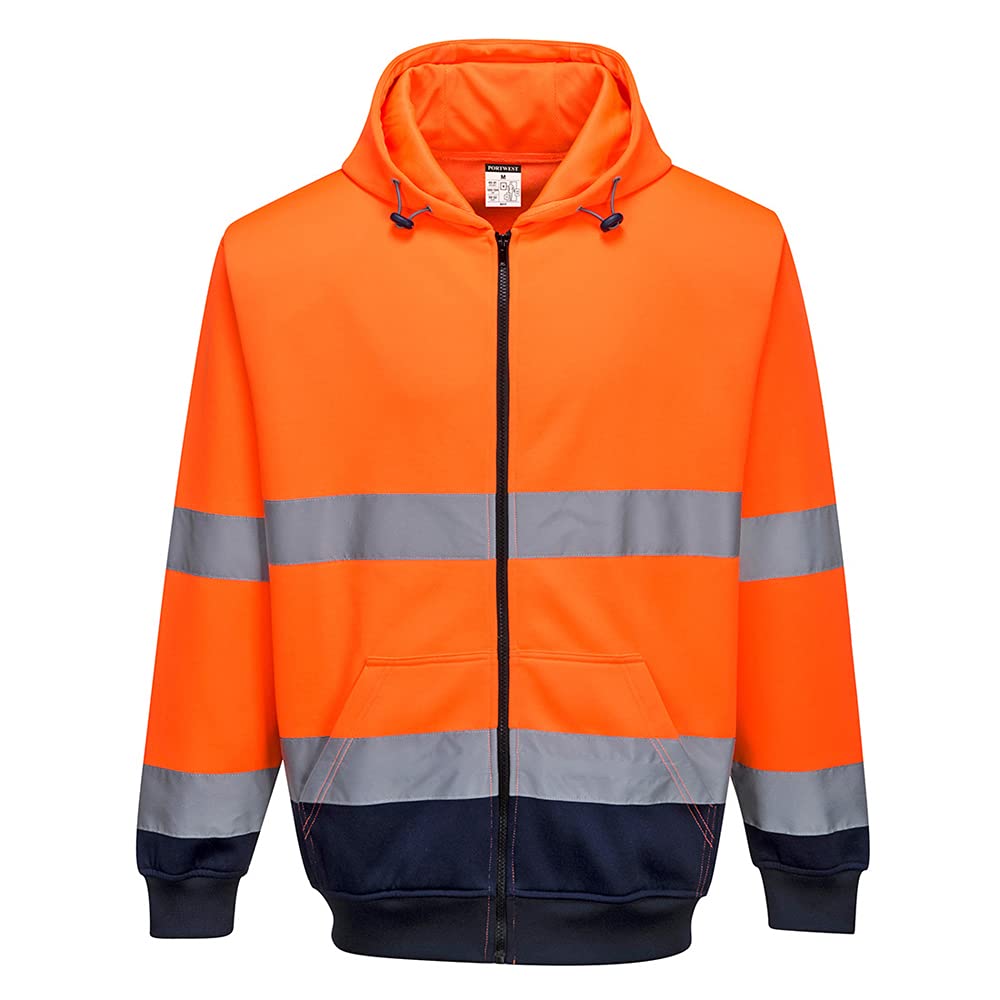 Portwest Felpa Bicolore Con Cappuccio e Zip intera Hi-Vis