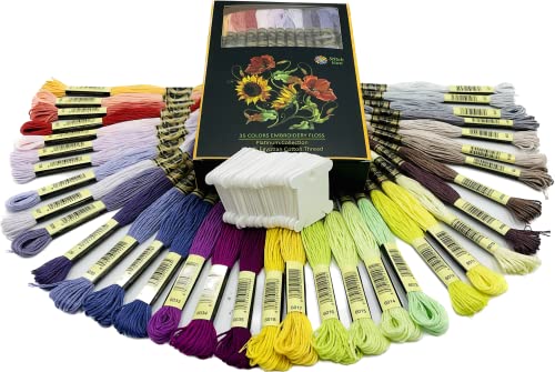 35 Colors Embroidery Floss Pack From 1 To 35,Platinum Collection Floss Kit,35 Assorted Colors Bundle With 35 Plastic Bobbins,Cotton Cross Stitch Treads,Premium Supplies For Embroidery String/Yarn #TOP7
