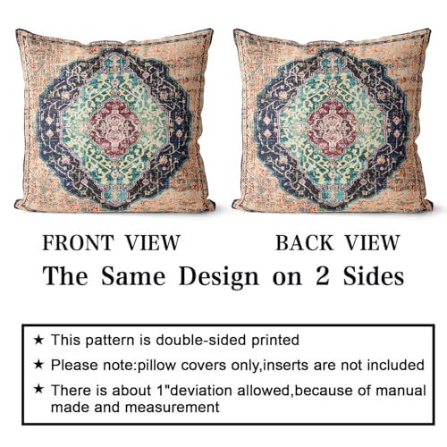 Snylcce Boho Throw Pillow Covers Set of 2, Burlywood Antique & Vintage Design, Double-Sided Pattern - Image 2