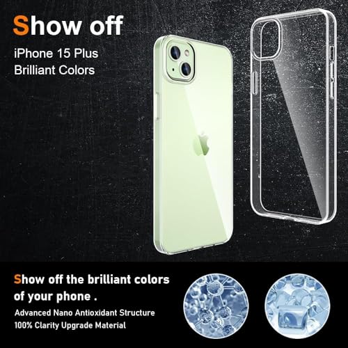 Image of NISHTECH for iPhone 15 Plus (2023) Premium Transparent Hybrid Soft Slim Dust Proof Back Case Cover with Camera Protection