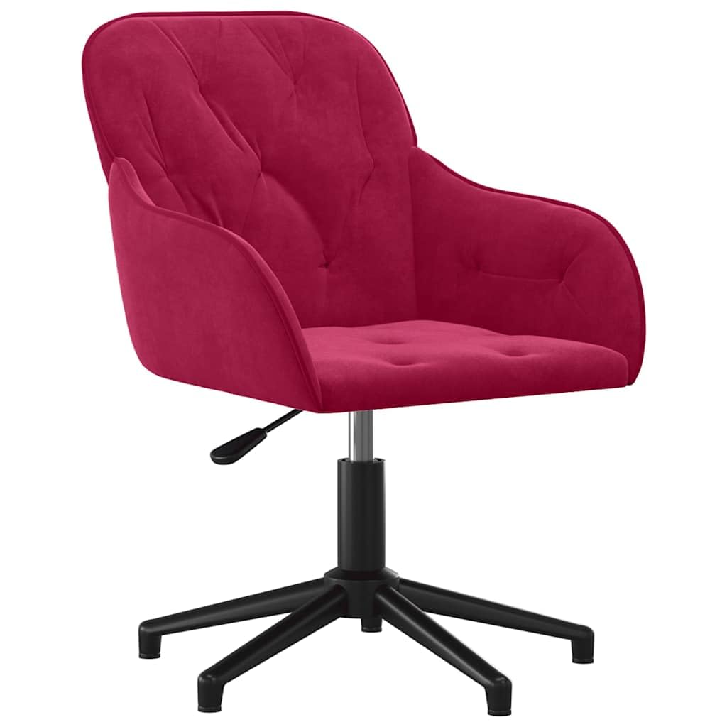 GKHPYURE Drehbarer Bürostuhl aus weinrotem Samt | Samt 100% Polyester, Gestell aus Metall und Sperrholz, verstellbarer Sitz, Armlehnen, 360-Grad-Drehung
