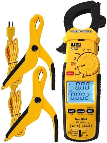 UEI DL589COMBO 600A True-RMS Dual Display Clamp Meter with DC Amps & Differential Temperature & ATTPC4