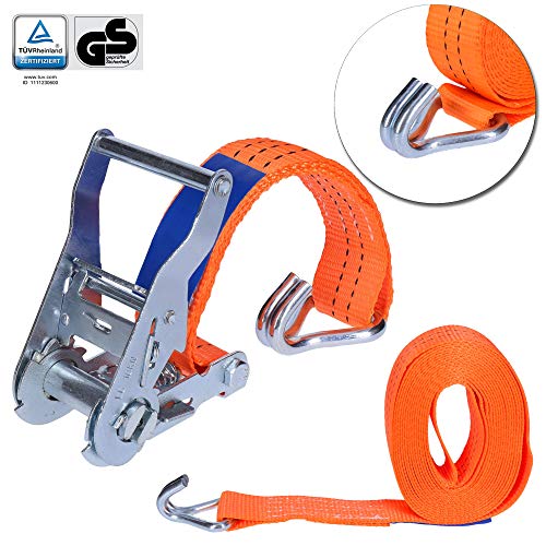 Foto von 4er Set (4 STK.) Spanngurte (2 Tonnen, 4 Meter) Ratschengurte, Zurrgurte, Spanngurte mit Ratsche | 2-teilig, 2000 daN, Doppel-Spitzhaken | DIN EN12192-2, GS geprüft