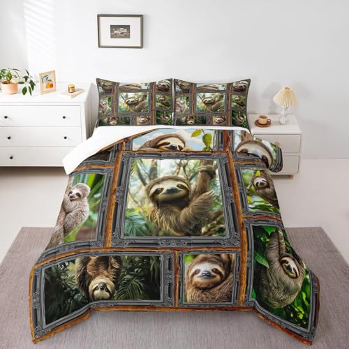 Image of Feelyou Sloth Bedding Set Twin Size 3Pcs for Kids Women Men