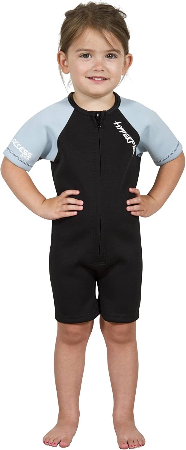 Hyperflex Access Unisex Child's 2mm Back Zip Shorty Wetsuit - Warm, Kid's Springsuit - 4-Way Stretch Neoprene - Adjustable Collar and Flat Lock Construction - 50+ UV SHIELD