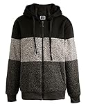 Picture of Facitisu Men Winter Hoodie Stripe Color Block Sherpa Lined Jacket Plus Size Fleece Sweatshirts with Hood Thick Warm Coat M