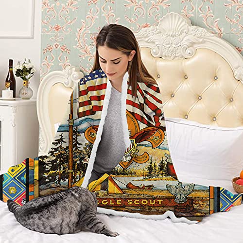 Bedmust American Flag Fleece Blanket For Bed Couch Chair Eagle Scout Sherpa Throw Blanket For Men Women And Kids Soft Plush Lion Tiger Wolf Cub Scout Blanket Throw (60X80 Inches) #TOP2