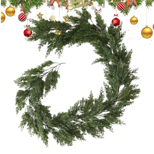 Guirnalda de Pino Artificial Realista, Guirnalda de Pino de Invierno de Real, decoración de 6.23 pies, Corona sintética para reuniones, Actividades de Vacaciones, al Aire Libre, Interior, Mesa