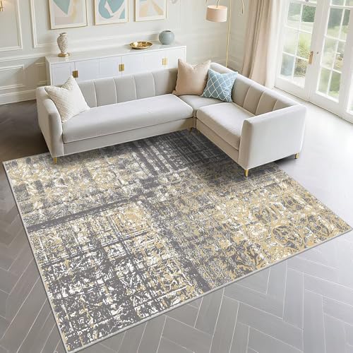 Tapis moquette anti-perte de fibres gris 170x240cm de salon - 2
