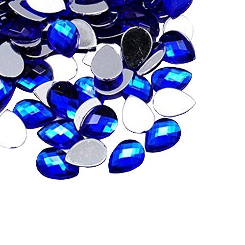 BOUTIQUE DES COULEURS Sachet de 20 Perles Strass cabochons 14x10mm Gouttes a facettes a Coller Acrylique Couleur Bleu Saphir - Livraison Gratuite - Creations Perles Cover