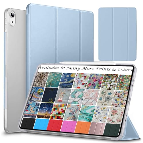 Image of DuraSafe Cases for iPad Mini 6 8.3 Inch 2021 [ Mini 6th Gen ] A2567 A2568 A2569 MK7M3HN /A MLWL3HN /A MK7R3HN /A MK7P3HN /A MK7T3HN /A Trifold Hard Smart PC Translucent Back Cover - Light Blue