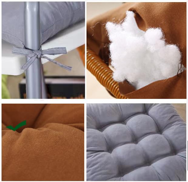 Lot De 2 Coussins De Siège Antidérapants Pour Chaises De Cuisine, De Salle à Manger Avec Attaches De 43,2 X 40,6 Cm, Coussin De Chaise Frais Pour