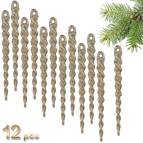 BRUBAKER Baumschmuck Eiszapfen Glitzer - 12x Weihnachtsbaumschmuck zum...