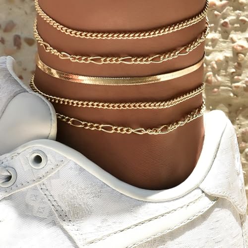 Gold Jewelry Set for Women,53 PC Gold Plated Jewelry Set with 9 Necklace, 9 Bracelet, 25 Ear Cuffs Earring, 5 Ankle Bracelets ,2 Rings and 3 Belly Button rings for Women Valentine Anniversary Birthday Gifts2