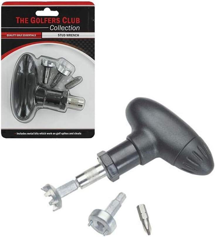 Golfers Club Brand Fusion Ratchet Golf Stud Wrench – Premium Golf Spike & Cleat Removal Tool with Stud Key and Metal Bits