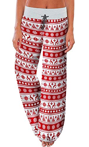 Image of AMiERY Women's Comfy Casual Pajama Pants Floral Print Drawstring Palazzo Lounge Pants Wide Leg