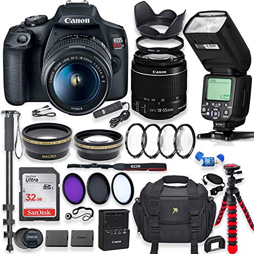 Cámara Canon EOS Rebel T7 DSLR con lente 18-55mm y accesorios