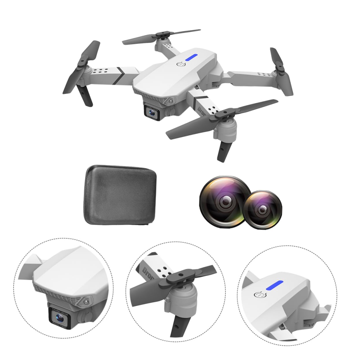 E525 z Dwoma Obiektywami Do Zdjęć Lotniczych 4k w Ultrawysokiej Rozdzielczości Zdalnie Sterowany Dron Składany Dron Torebka Do Przechowywania 4 Tys Zdalnie Sterowany Samolot Biały
