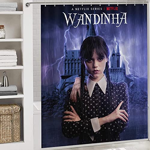 Wednesday Adams 4 Stück Duschvorhang Sets,enthalten Anti-Rutsch-Teppich,Toilettendeckel Abdeckung, Badematte Und… – Bild 6