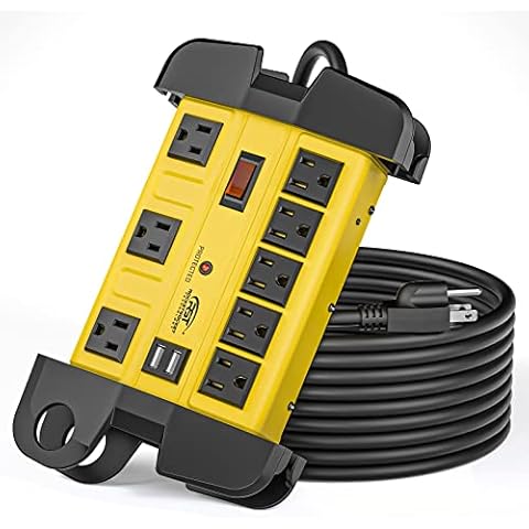 Heavy Duty Power Strip Surge Protector with USB,CRST Metal Power Strip with 2 USB 15 Amps, 15-Foot Long Cord 1350 Joules for Home, Kitchen, Office, School, ETL Listed Cover