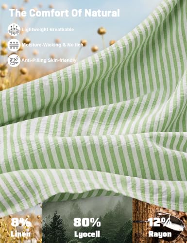 Image of TARSE Womens Striped Linen Barrel Pants with Pockets Y2k Patchwork